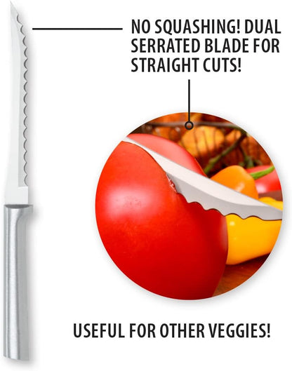 Tomato Slicer Knife (W226), Black Handle, Pack of 2 | 5" Stainless Steel Serrated Blade, Black Resin Handle