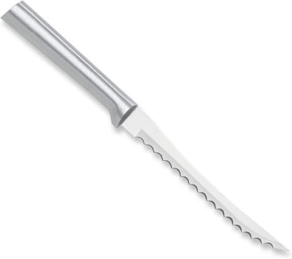 Tomato Slicer Knife (W226), Black Handle, Pack of 2 | 5" Stainless Steel Serrated Blade, Black Resin Handle