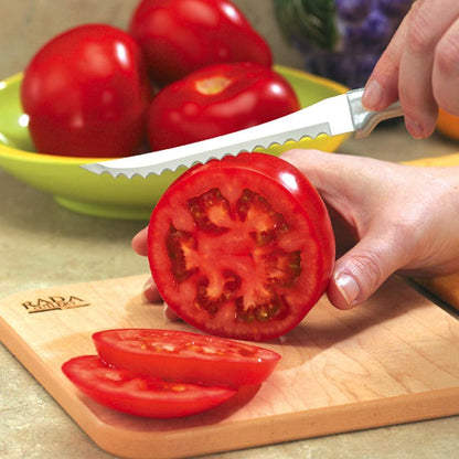 Tomato Slicer Knife (W226), Black Handle, Pack of 2 | 5" Stainless Steel Serrated Blade, Black Resin Handle