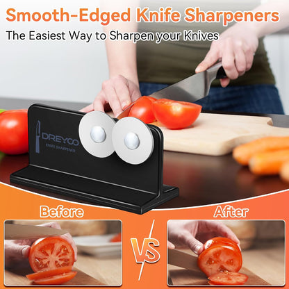 Cutlery Pointed Edge Knife Sharpener, Double Sided Stainless Steel Wheels Cutlery Knife Sharpener, Broadhead Knife Sharpeners for Kitchen Knives, Pocket Knives, Blade, Camping Use