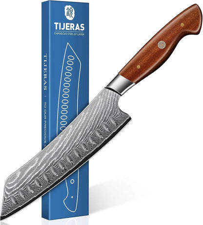 Japanese Chef Knife 7" - Damascus Santoku Kitchen Knife