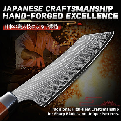 Japanese Chef Knife 7" - Damascus Santoku Kitchen Knife