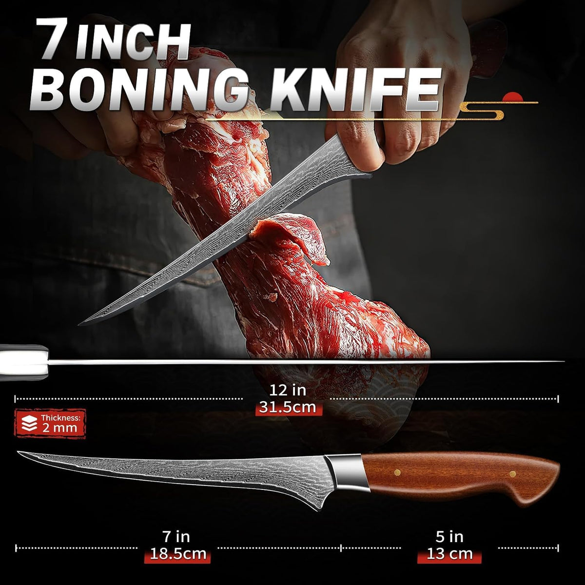Japanese Chef Knife 7" - Damascus Santoku Kitchen Knife