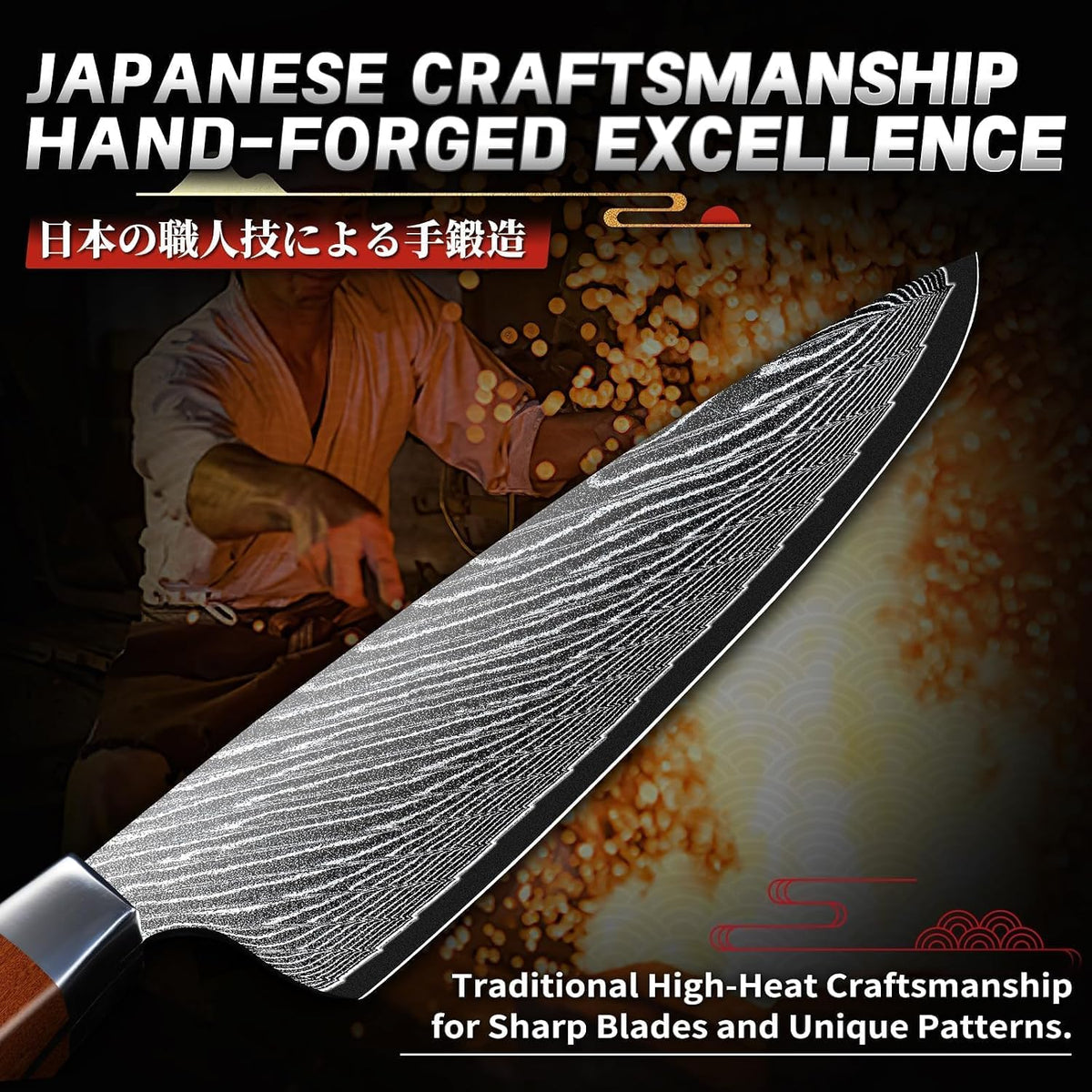 Japanese Chef Knife 7" - Damascus Santoku Kitchen Knife