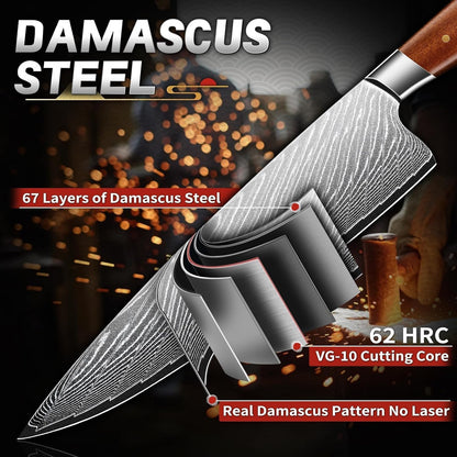 Japanese Chef Knife 7" - Damascus Santoku Kitchen Knife