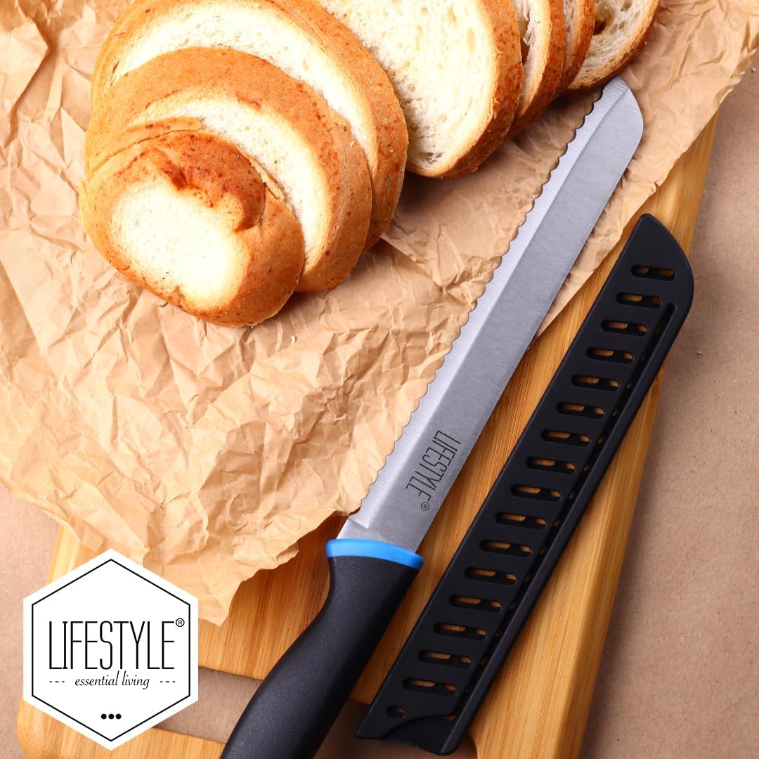20CM Serrated Bread Knife, Precision Kitchen Tool for Homemade Loaves, Pastries, and Baguettes, Ultra Sharp Blade for Clean Slices, Versatile Alternative to Utility, Paring, and Chef Knives