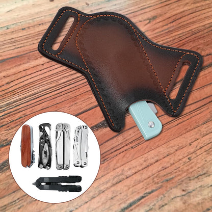 Durable Leather Knife Sheath, Multitool Horizontal Knife Sheath for Belt, Waterproof Folding Knives Holder for Folding Knives Tools