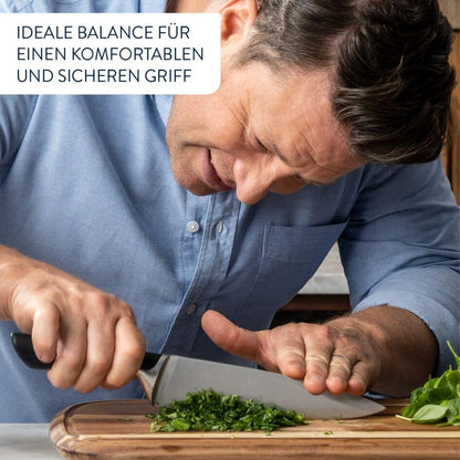 Tefal Jamie Oliver Santoku Knife, 16.5cm, German Stainless Steel, K2671555, Black