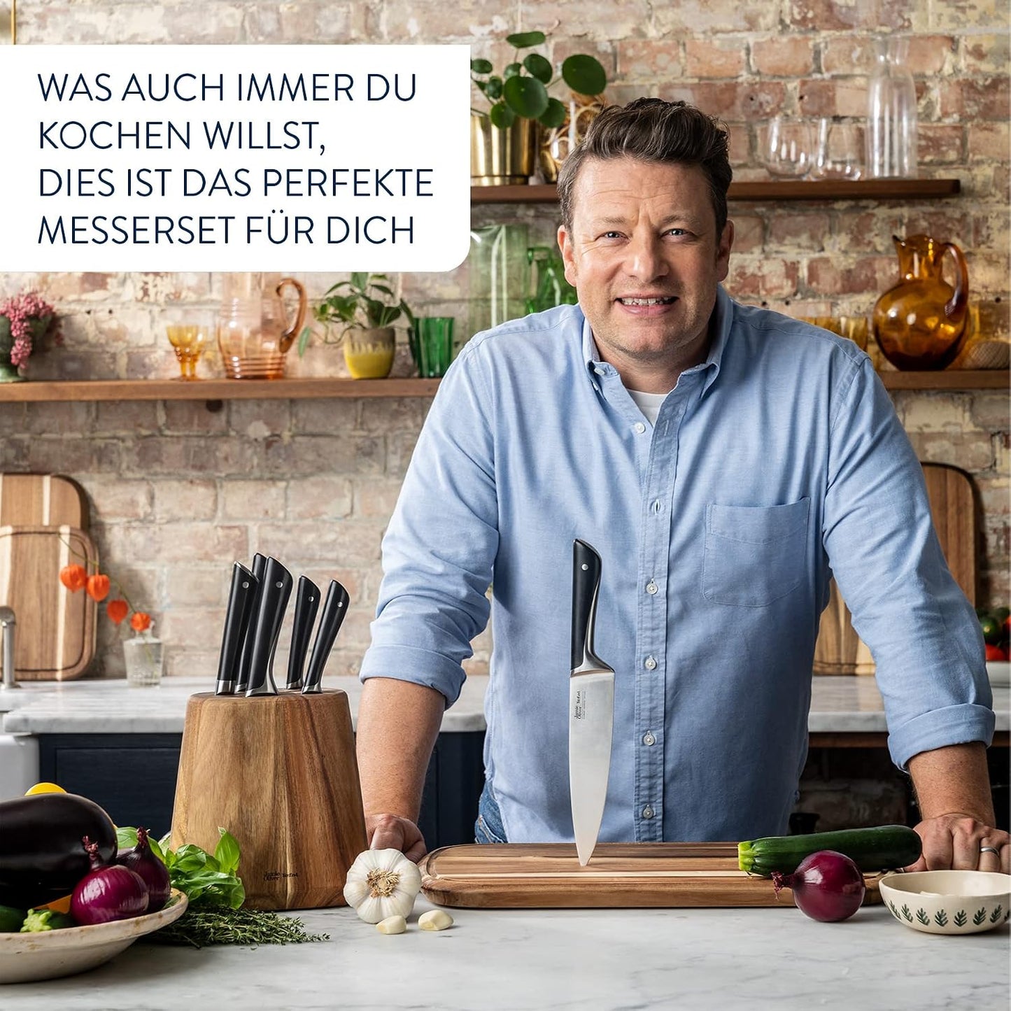 Tefal Jamie Oliver Santoku Knife, 16.5cm, German Stainless Steel, K2671555, Black