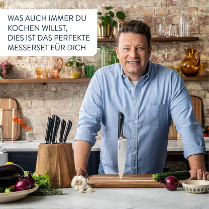Tefal Jamie Oliver Santoku Knife, 16.5cm, German Stainless Steel, K2671555, Black