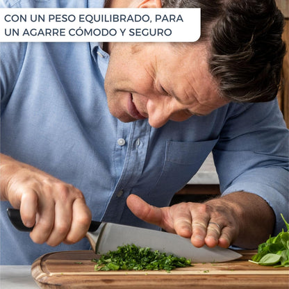 Tefal Jamie Oliver Santoku Knife, 16.5cm, German Stainless Steel, K2671555, Black