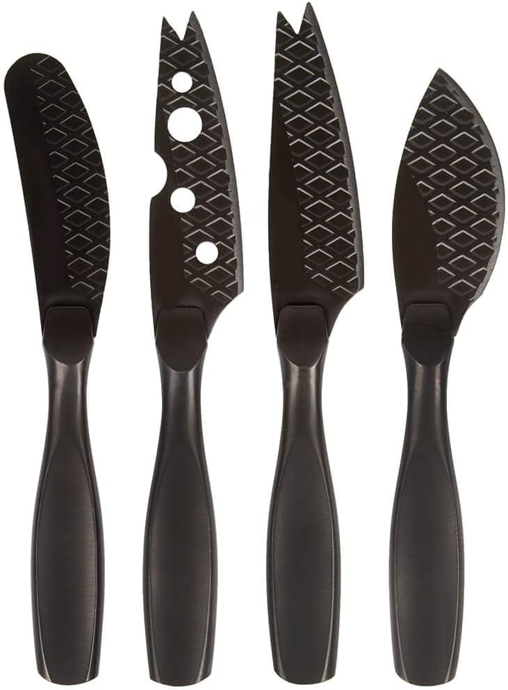 Stainless Steel Cheese Knife Set - Monaco for All Types of Cheese - Multi-Functional Cheese Slicer - Silver Non-Stick - Dishwasher Safe - for Kitchen Cooking
