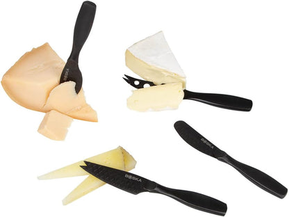 Stainless Steel Cheese Knife Set - Monaco for All Types of Cheese - Multi-Functional Cheese Slicer - Silver Non-Stick - Dishwasher Safe - for Kitchen Cooking