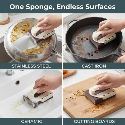 Magic Emery Cleaning Sponge,Heavy Duty Nano Sponge Eraser, Magic Carbide Cleaning Sponge for Rust & Grease Remover, Steeli Sponge Alternative, Magic Eraser Sponge for Pans(4 Sponge)