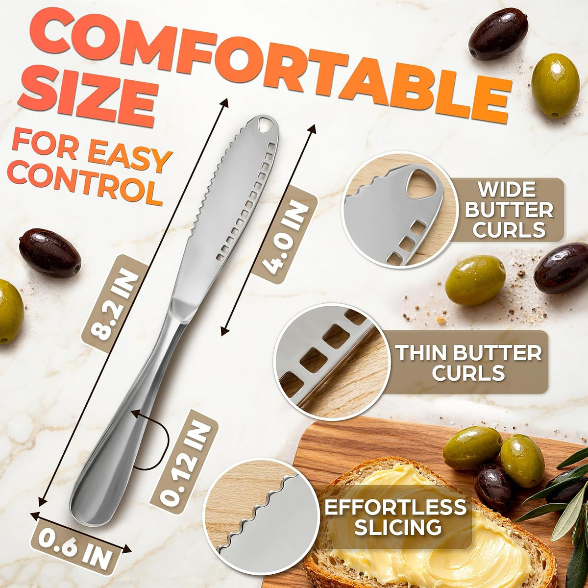 2 Pcs Butter Knife Spreader 3-in-1 Set, Stainless Steel