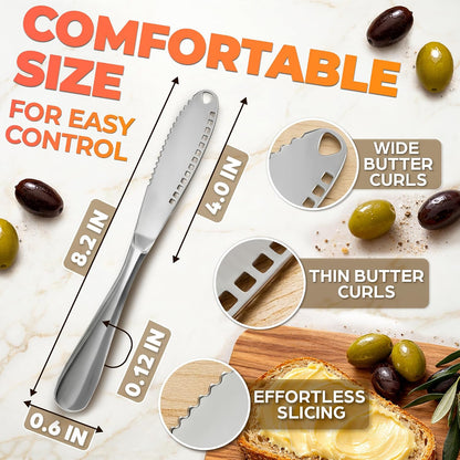 2 Pcs Butter Knife Spreader 3-in-1 Set, Stainless Steel