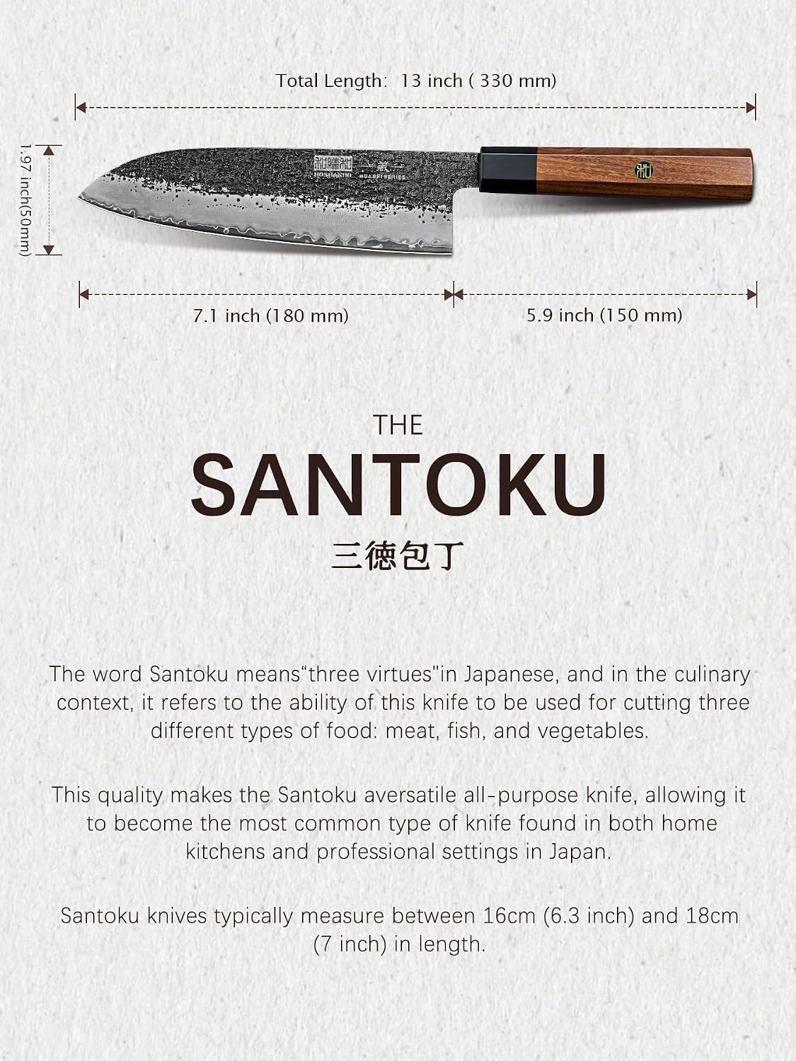 Santoku Knife 7 Inch, Japanese Hand Forged Chef Knife for Kitchen