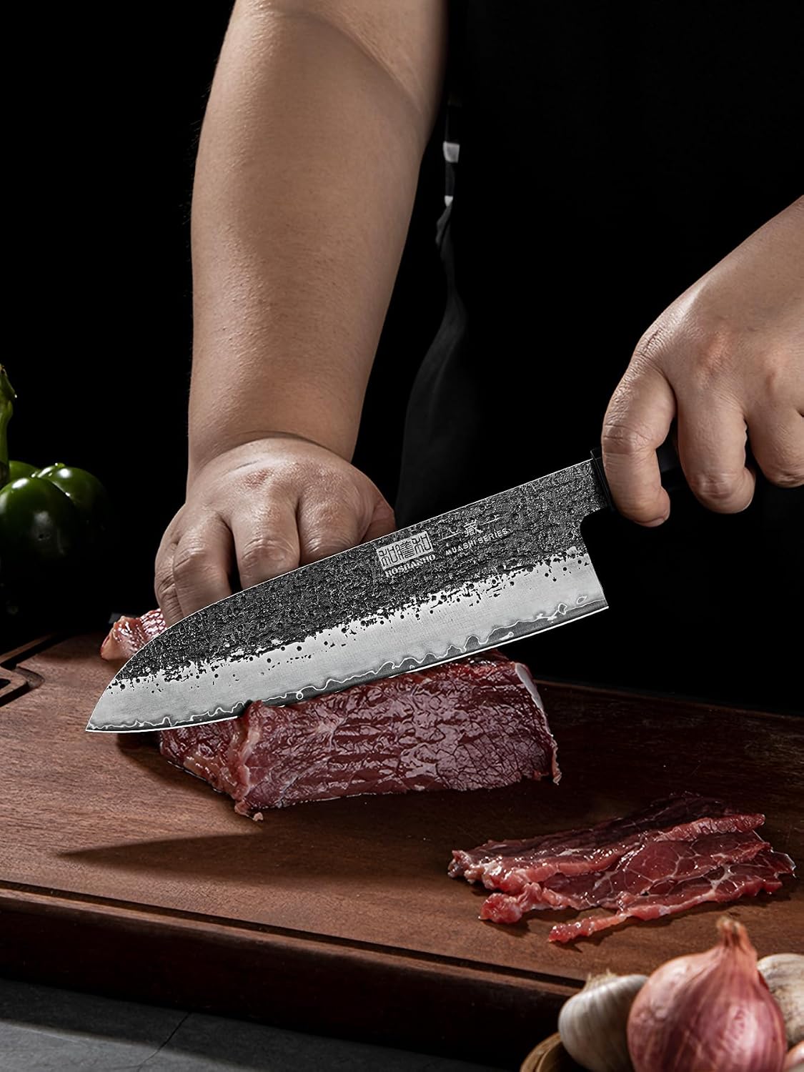 Santoku Knife 7 Inch, Japanese Hand Forged Chef Knife for Kitchen