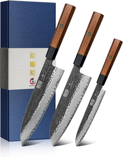 Santoku Knife 7 Inch, Japanese Hand Forged Chef Knife for Kitchen
