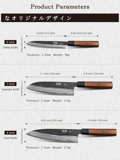 Santoku Knife 7 Inch, Japanese Hand Forged Chef Knife for Kitchen