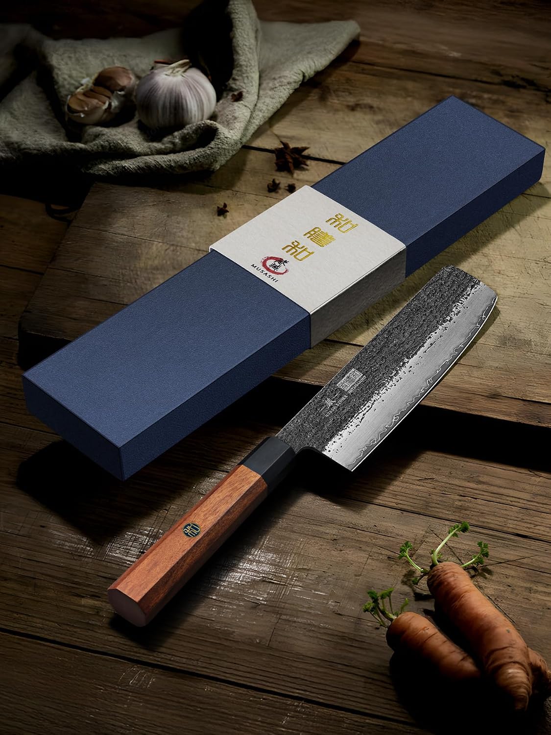 Santoku Knife 7 Inch, Japanese Hand Forged Chef Knife for Kitchen