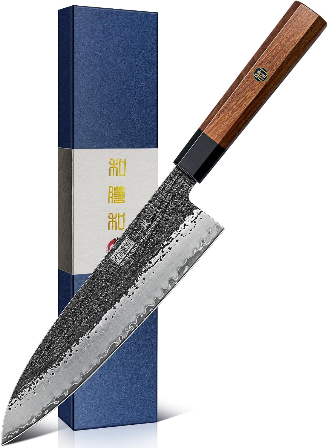 Santoku Knife 7 Inch, Japanese Hand Forged Chef Knife for Kitchen