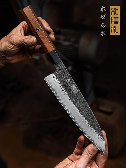 Santoku Knife 7 Inch, Japanese Hand Forged Chef Knife for Kitchen
