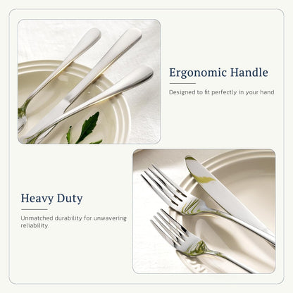 Silverware Set with Steak Knives 24-Piece Flatware Set for 4 Food-Grade Stainless Steel Cutlery Set Mirror Polished Utensils Set Include Spoons and Forks for Home Kitchen Restaurant