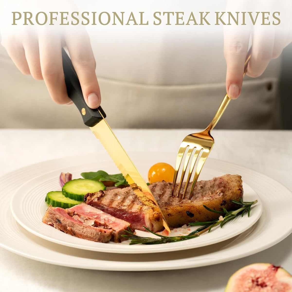 Silverware Set with Steak Knives 24-Piece Flatware Set for 4 Food-Grade Stainless Steel Cutlery Set Mirror Polished Utensils Set Include Spoons and Forks for Home Kitchen Restaurant