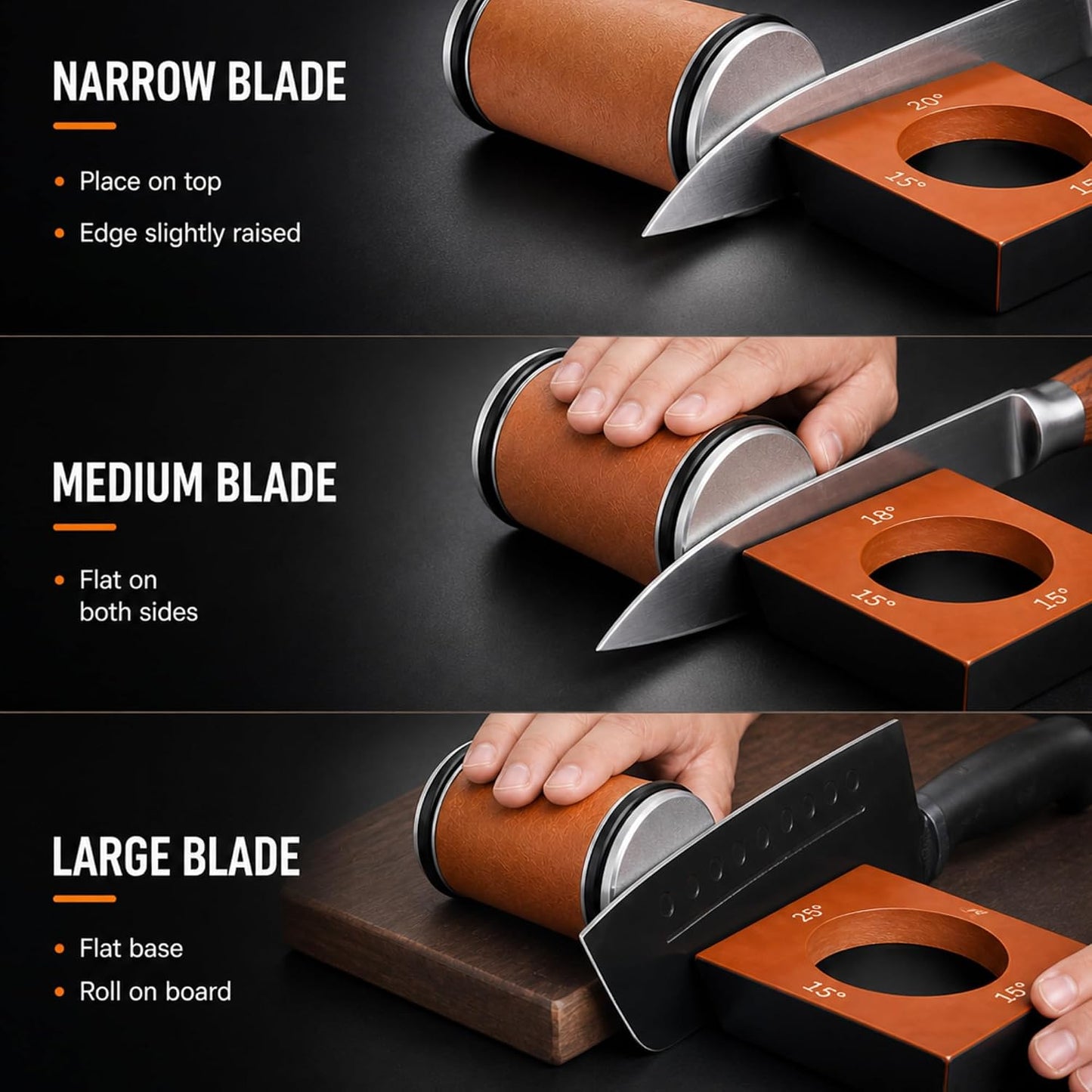 Rolling Knife Sharpener Kit, 4 Angle Magnetic, Diamond and Ceramic Discs | 400/1000/3000 Grit, 15-22 Degree Angles for Kitchen and Chef Knives, Safety Glove Included, Manual Sharpening System