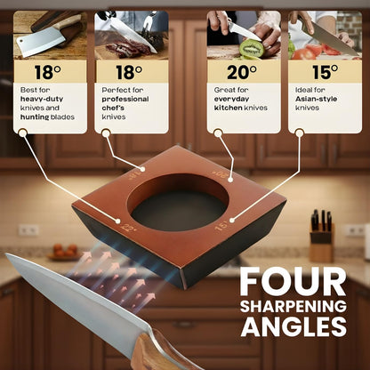 Rolling Knife Sharpener Kit, 4 Angle Magnetic, Diamond and Ceramic Discs | 400/1000/3000 Grit, 15-22 Degree Angles for Kitchen and Chef Knives, Safety Glove Included, Manual Sharpening System