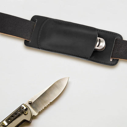 Knife Sheath,Belt Buckle Knife Sheath,Leather Knife Sheaths for Belt,Pocket Knife Folding EDC Belt Knife Holster,Open Top Knife Belt Leather Sheath for 5 inch Folding Knife.Gift for Men.