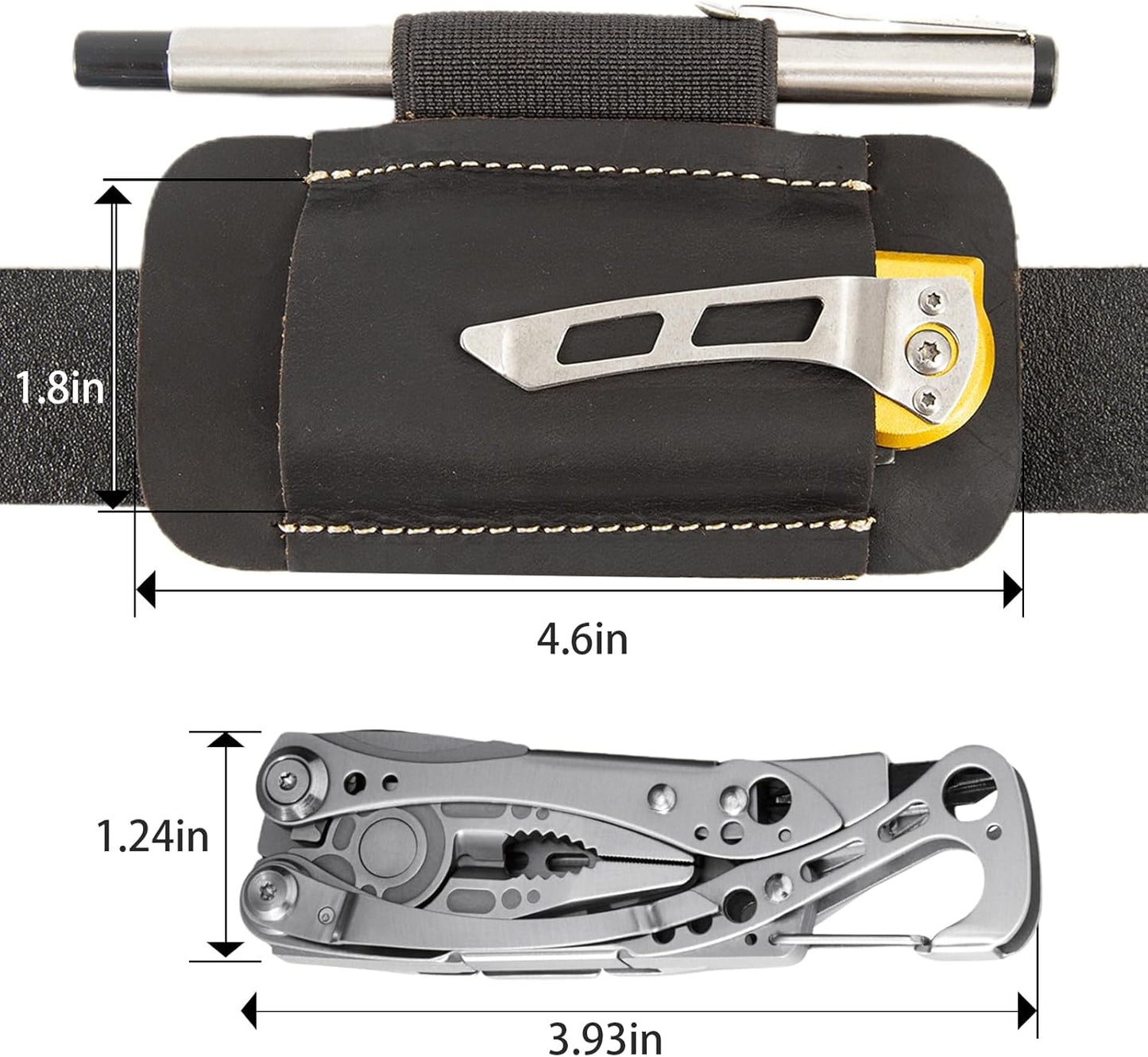 Knife Sheath,Belt Buckle Knife Sheath,Leather Knife Sheaths for Belt,Pocket Knife Folding EDC Belt Knife Holster,Open Top Knife Belt Leather Sheath for 5 inch Folding Knife.Gift for Men.