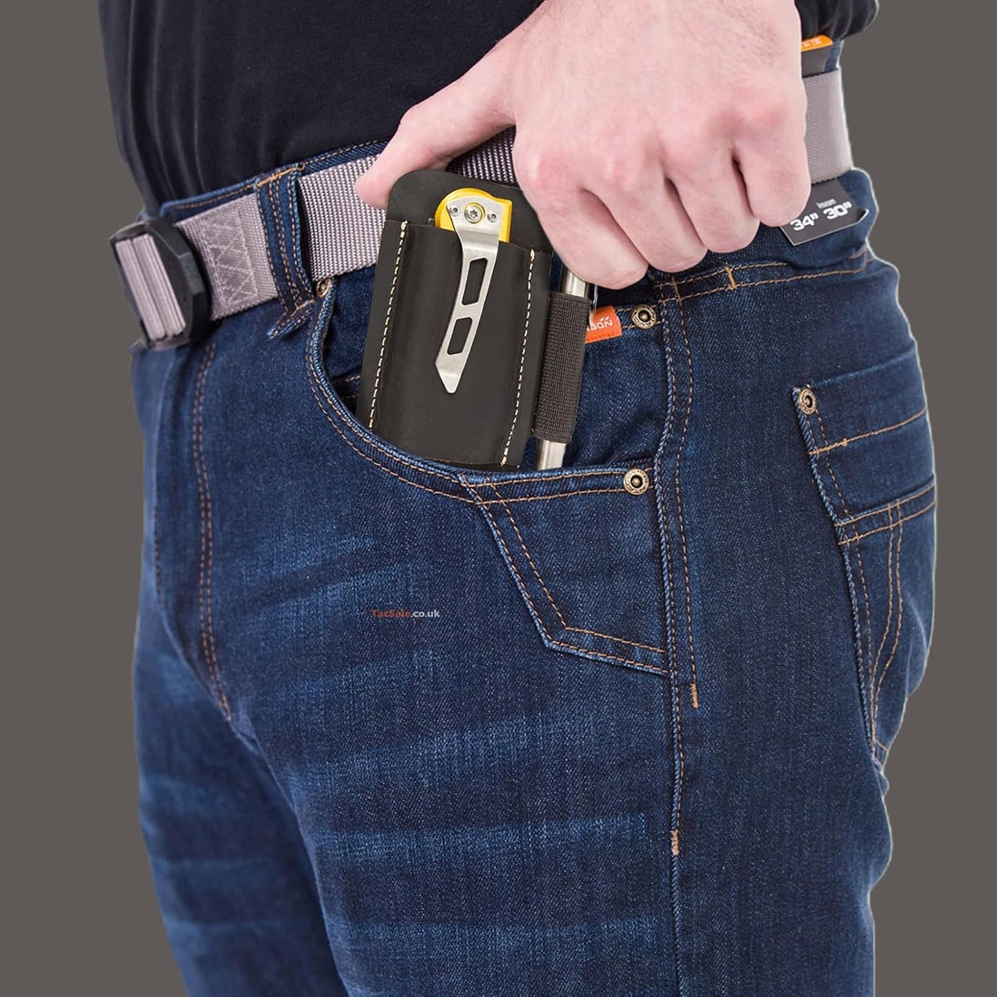 Knife Sheath,Belt Buckle Knife Sheath,Leather Knife Sheaths for Belt,Pocket Knife Folding EDC Belt Knife Holster,Open Top Knife Belt Leather Sheath for 5 inch Folding Knife.Gift for Men.