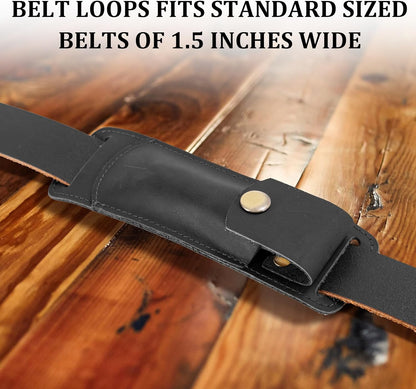 Knife Sheath,Belt Buckle Knife Sheath,Leather Knife Sheaths for Belt,Pocket Knife Folding EDC Belt Knife Holster,Open Top Knife Belt Leather Sheath for 5 inch Folding Knife.Gift for Men.