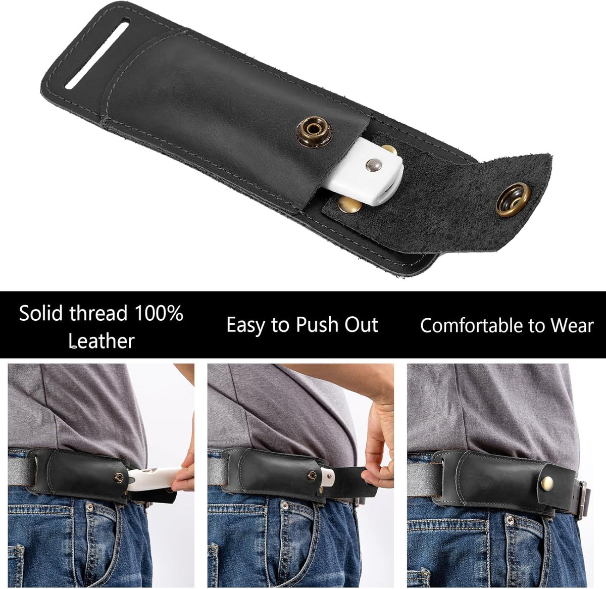 Knife Sheath,Belt Buckle Knife Sheath,Leather Knife Sheaths for Belt,Pocket Knife Folding EDC Belt Knife Holster,Open Top Knife Belt Leather Sheath for 5 inch Folding Knife.Gift for Men.