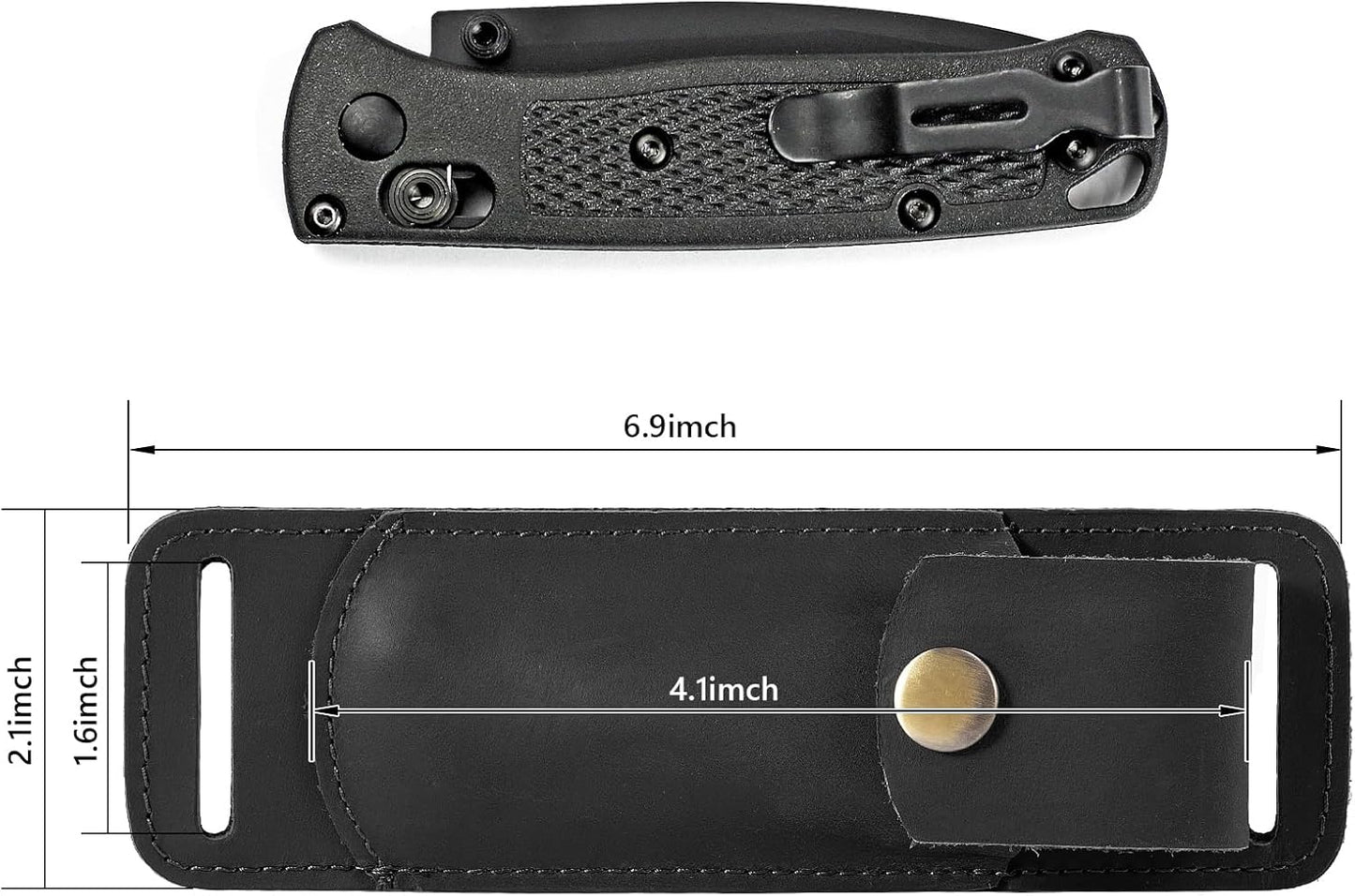 Knife Sheath,Belt Buckle Knife Sheath,Leather Knife Sheaths for Belt,Pocket Knife Folding EDC Belt Knife Holster,Open Top Knife Belt Leather Sheath for 5 inch Folding Knife.Gift for Men.