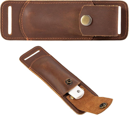 Knife Sheath,Belt Buckle Knife Sheath,Leather Knife Sheaths for Belt,Pocket Knife Folding EDC Belt Knife Holster,Open Top Knife Belt Leather Sheath for 5 inch Folding Knife.Gift for Men.