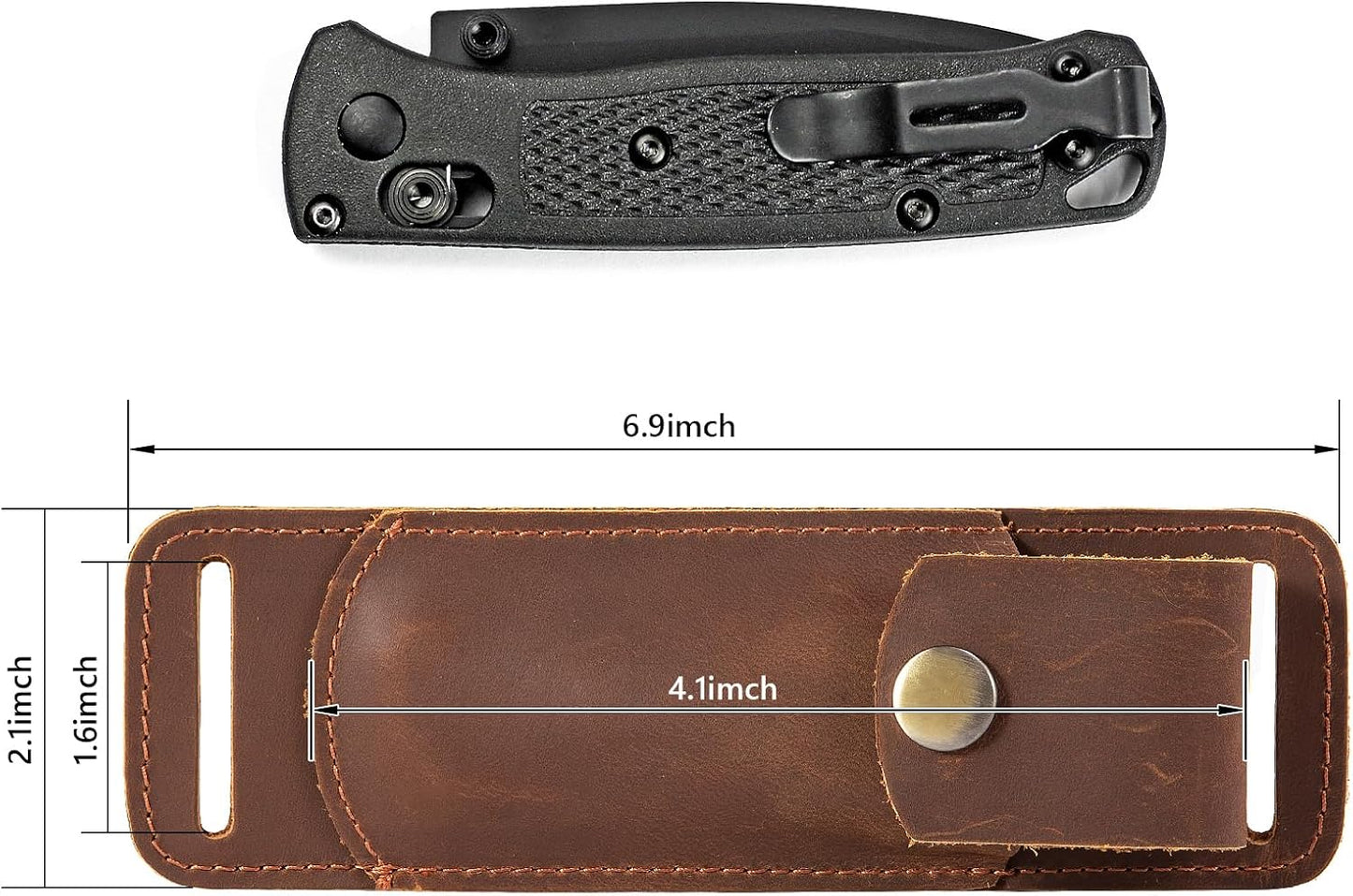 Knife Sheath,Belt Buckle Knife Sheath,Leather Knife Sheaths for Belt,Pocket Knife Folding EDC Belt Knife Holster,Open Top Knife Belt Leather Sheath for 5 inch Folding Knife.Gift for Men.