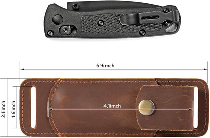 Knife Sheath,Belt Buckle Knife Sheath,Leather Knife Sheaths for Belt,Pocket Knife Folding EDC Belt Knife Holster,Open Top Knife Belt Leather Sheath for 5 inch Folding Knife.Gift for Men.