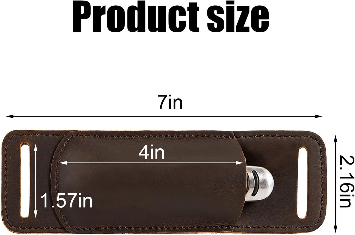 Knife Sheath,Belt Buckle Knife Sheath,Leather Knife Sheaths for Belt,Pocket Knife Folding EDC Belt Knife Holster,Open Top Knife Belt Leather Sheath for 5 inch Folding Knife.Gift for Men.