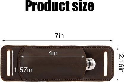 Knife Sheath,Belt Buckle Knife Sheath,Leather Knife Sheaths for Belt,Pocket Knife Folding EDC Belt Knife Holster,Open Top Knife Belt Leather Sheath for 5 inch Folding Knife.Gift for Men.