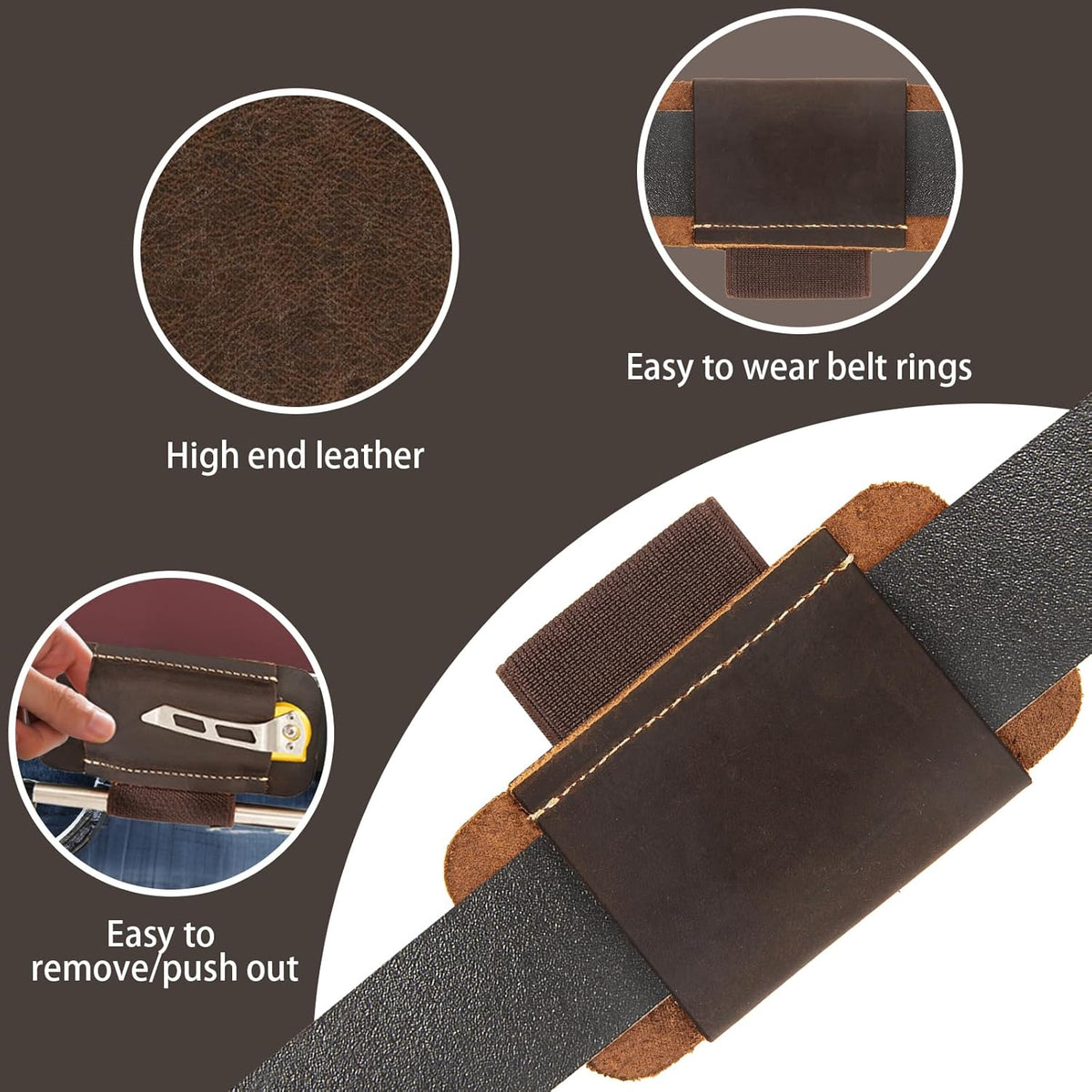Knife Sheath,Belt Buckle Knife Sheath,Leather Knife Sheaths for Belt,Pocket Knife Folding EDC Belt Knife Holster,Open Top Knife Belt Leather Sheath for 5 inch Folding Knife.Gift for Men.