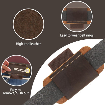 Knife Sheath,Belt Buckle Knife Sheath,Leather Knife Sheaths for Belt,Pocket Knife Folding EDC Belt Knife Holster,Open Top Knife Belt Leather Sheath for 5 inch Folding Knife.Gift for Men.