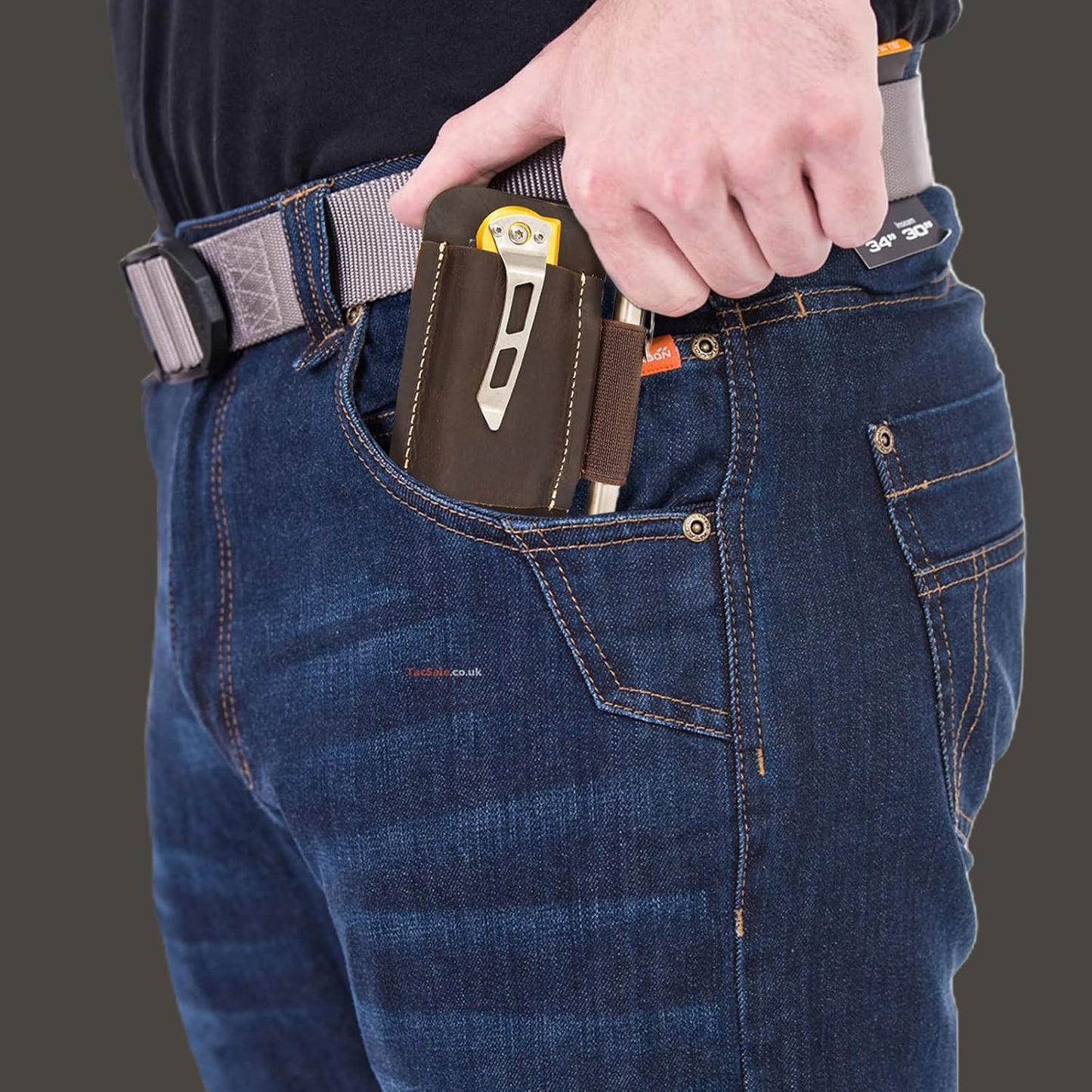 Knife Sheath,Belt Buckle Knife Sheath,Leather Knife Sheaths for Belt,Pocket Knife Folding EDC Belt Knife Holster,Open Top Knife Belt Leather Sheath for 5 inch Folding Knife.Gift for Men.