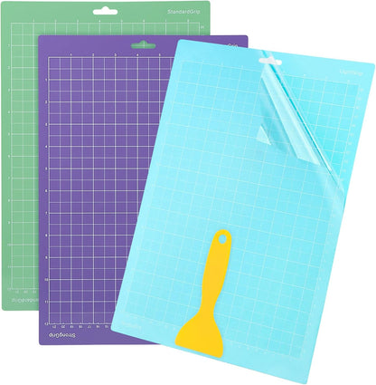 3PCS Cutting Mats for Cri-cut Joy Xtra,13.98x9.45inch Standard Grip Machine Mat,Reusable Cut Mat for Crafts with Scraper,Variety Adhesive Cutting Mats for Cri-cut Joy Xtra