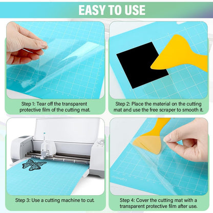 3PCS Cutting Mats for Cri-cut Joy Xtra,13.98x9.45inch Standard Grip Machine Mat,Reusable Cut Mat for Crafts with Scraper,Variety Adhesive Cutting Mats for Cri-cut Joy Xtra
