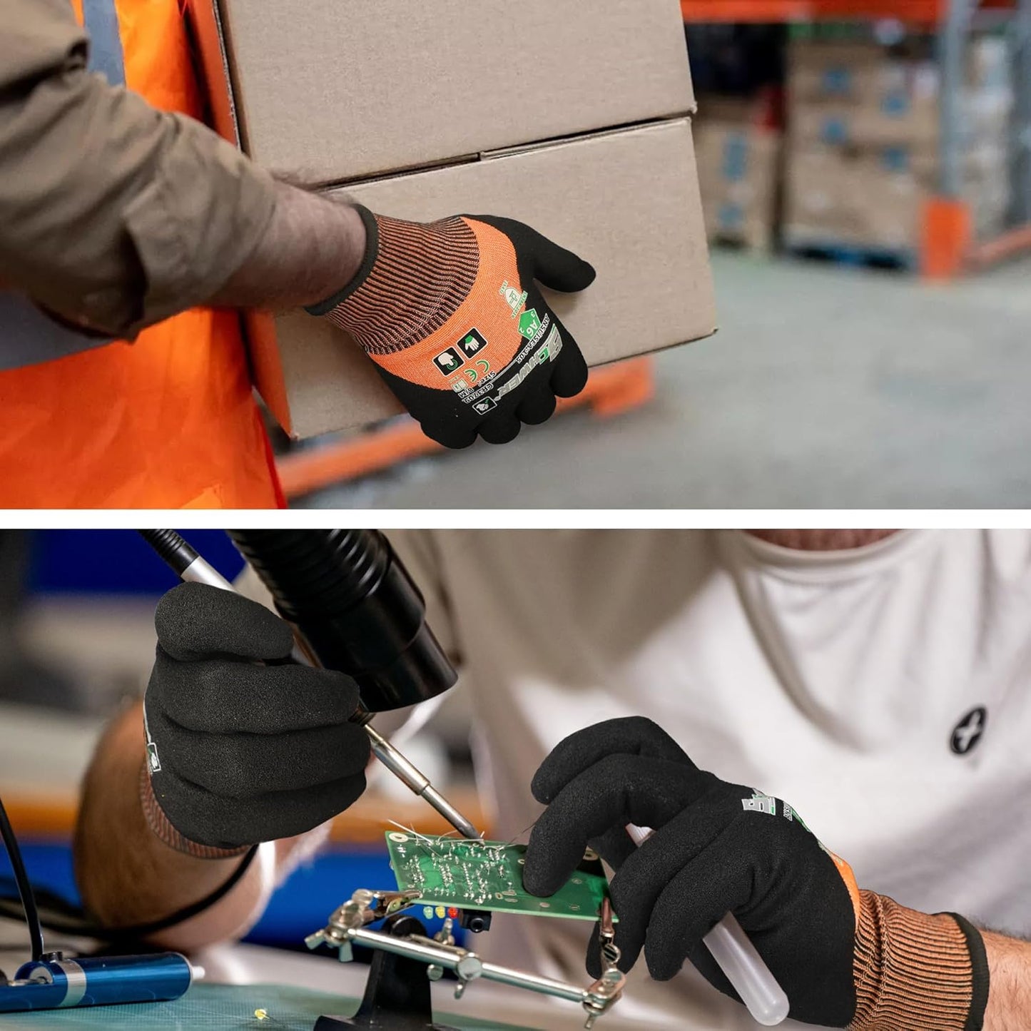 ANSI A6 Cut Resistant Work Gloves, 3/4 Dipped Coating, CR3709, L | Touchscreen, Non-PFAS, Cut Proof Glove, for Woodworking, Glass Metal Cutting, Construction, Fishing, Gardening, Warehousing