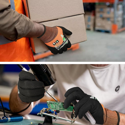 ANSI A6 Cut Resistant Work Gloves, 3/4 Dipped Coating, CR3709, L | Touchscreen, Non-PFAS, Cut Proof Glove, for Woodworking, Glass Metal Cutting, Construction, Fishing, Gardening, Warehousing