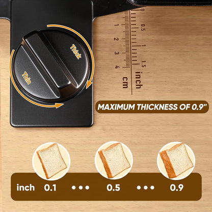 Brvclon Manual Bread Slicer Adjustable Thickness, Hand Crank Bread Slicer for Homemade Sourdough Bread with Scale Line & Suction Cup & Metal Guide,Quality Solid Wood Base